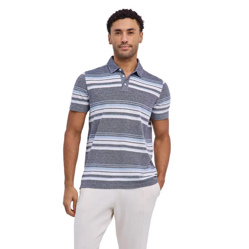 Cotton Linen Uomo Polo shirt Blu