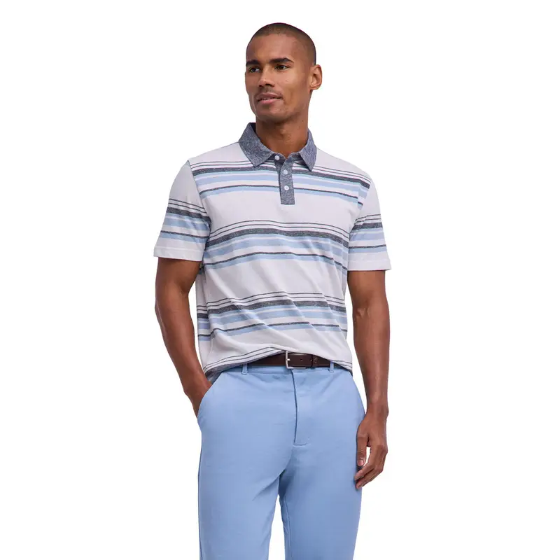 Cotton Linen Uomo Polo shirt Blu