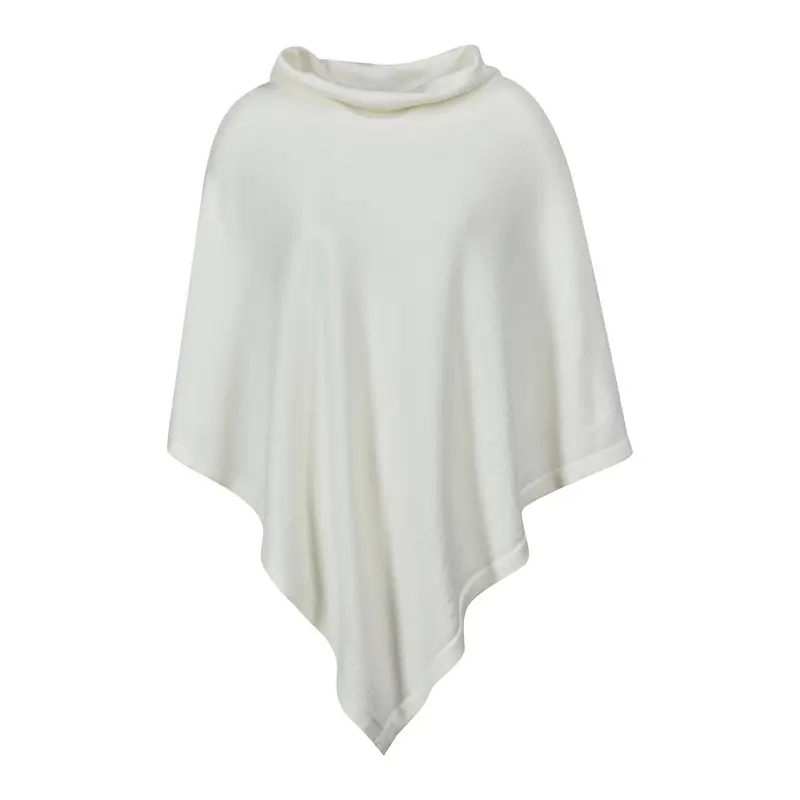 Merino Extrafine Donna Poncho Bianco