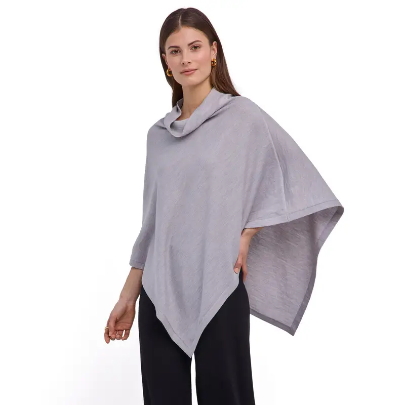 Merino Extrafine Donna Poncho Grigio