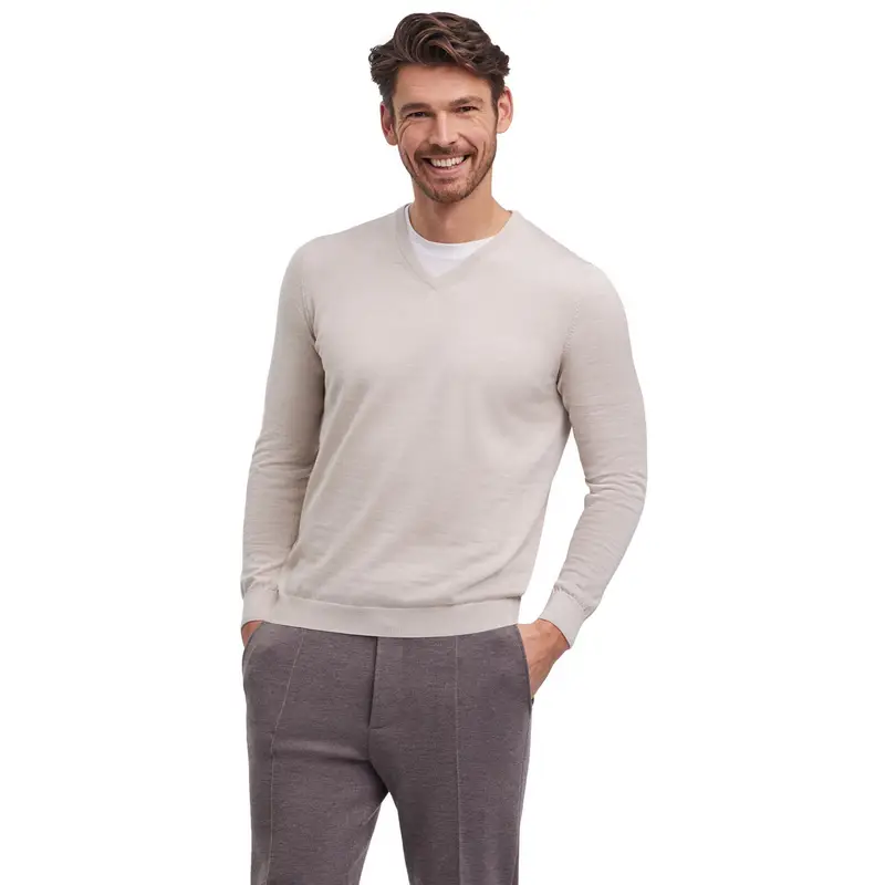 Merino Extrafine Uomo Pullover Beige