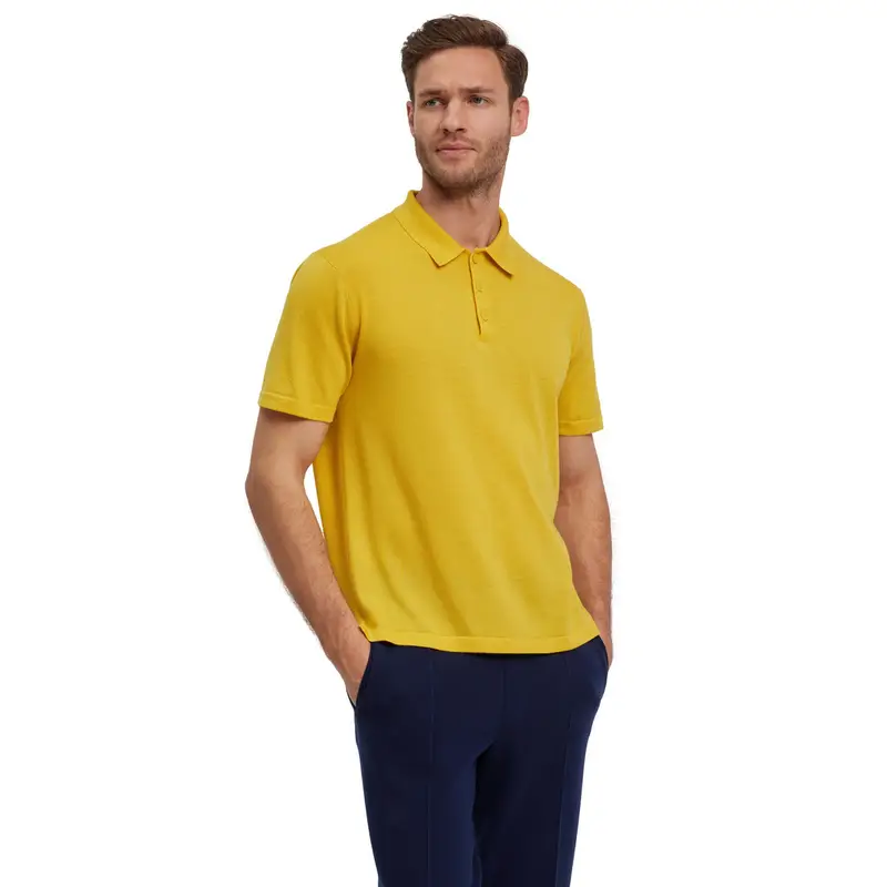 Premium Merino Wool Uomo Polo shirt Giallo