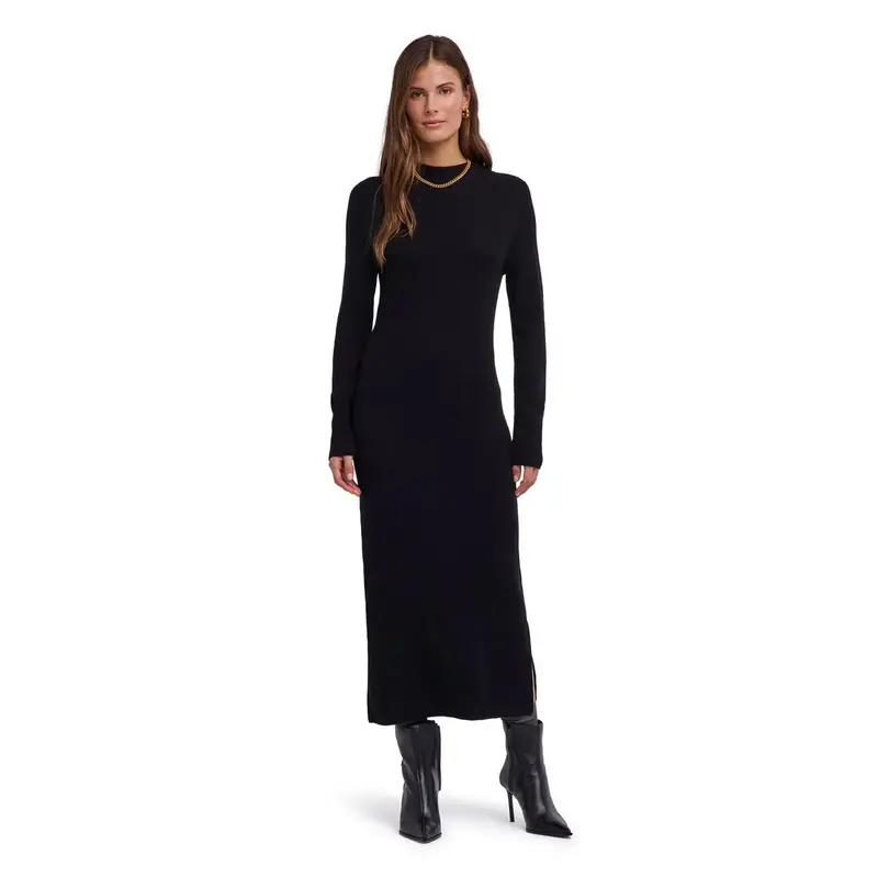 Premium Wool Donna Vestito Nero
