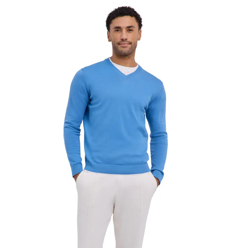 Pure Cotton Uomo Pullover Blu