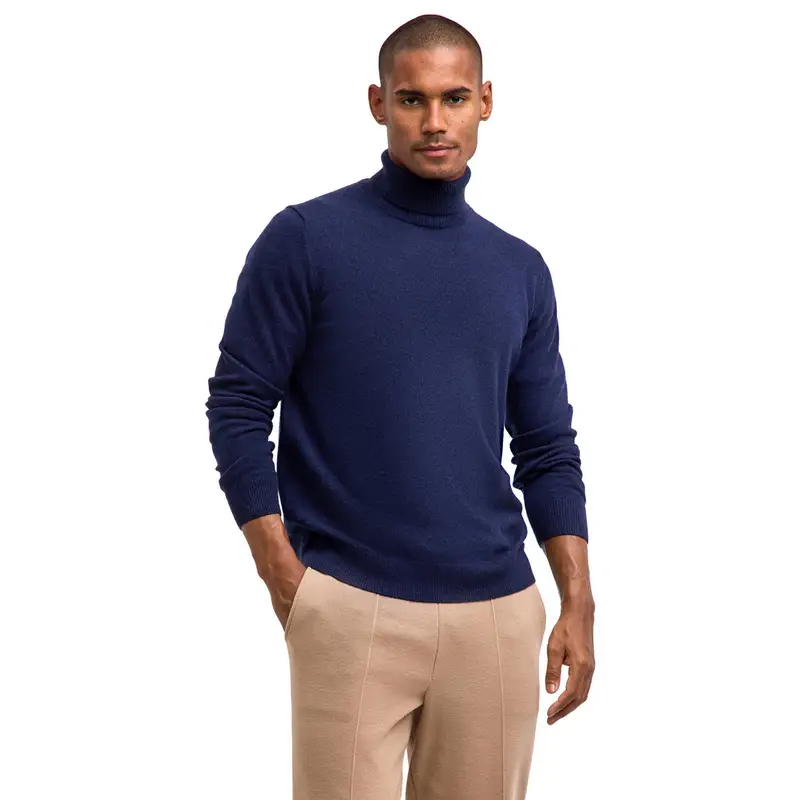 Pure Lambswool Uomo Pullover Blu