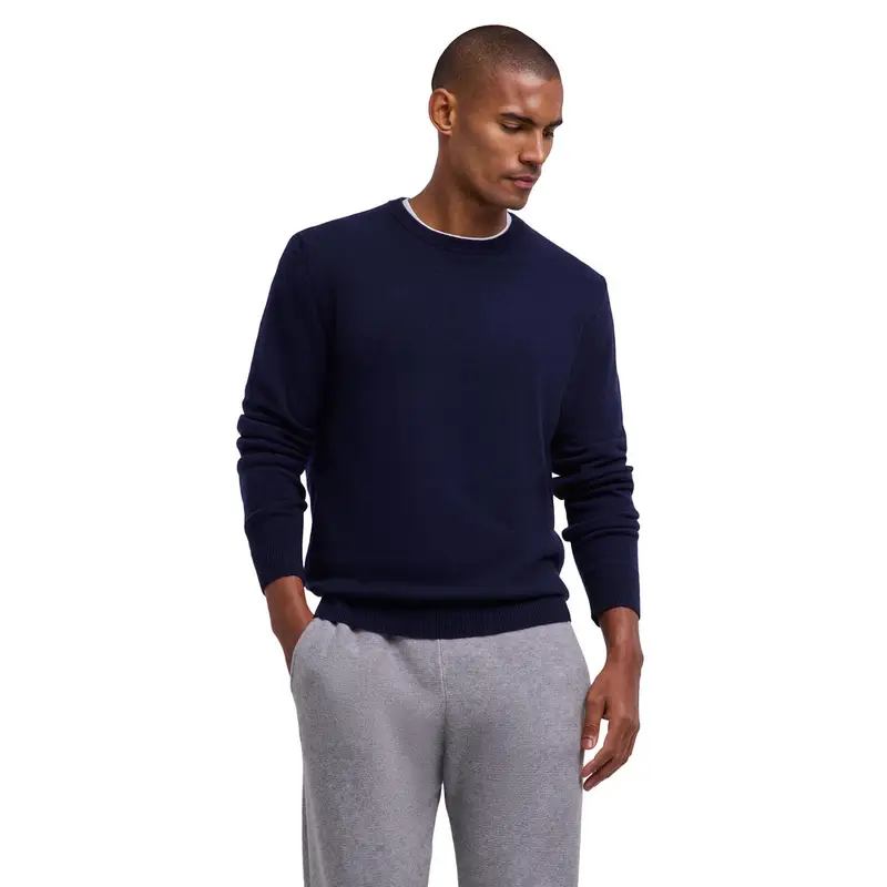 Pure Lambswool Uomo Pullover Blu