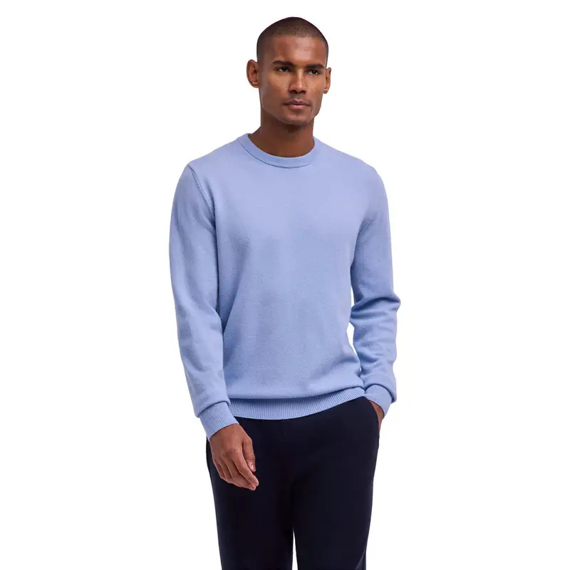 Pure Lambswool Uomo Pullover Blu