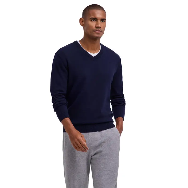 Pure Lambswool Uomo Pullover Blu