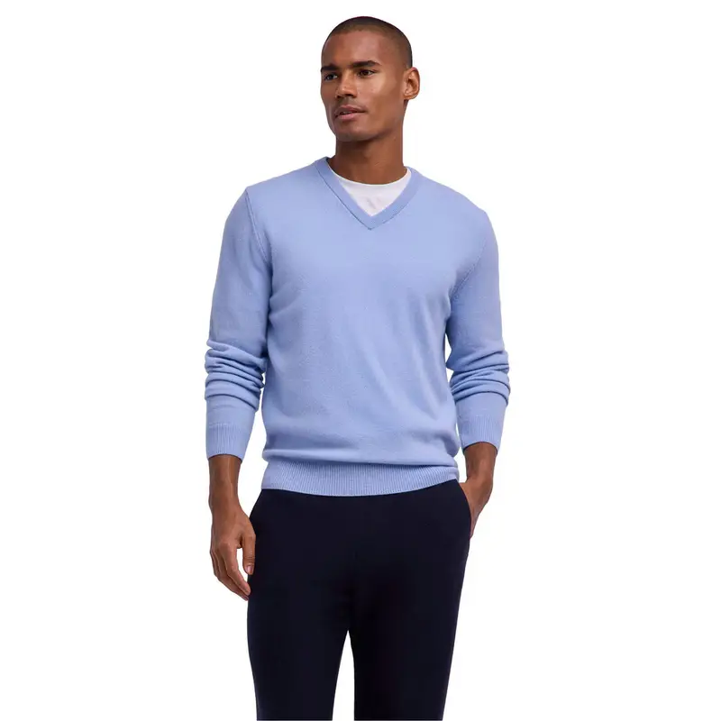 Pure Lambswool Uomo Pullover Blu