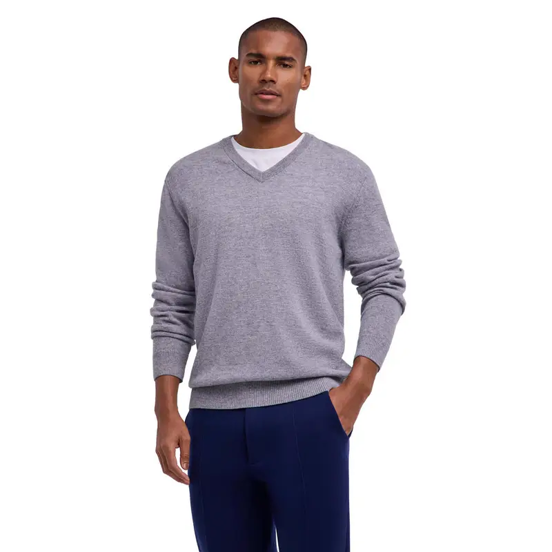 Pure Lambswool Uomo Pullover Grigio