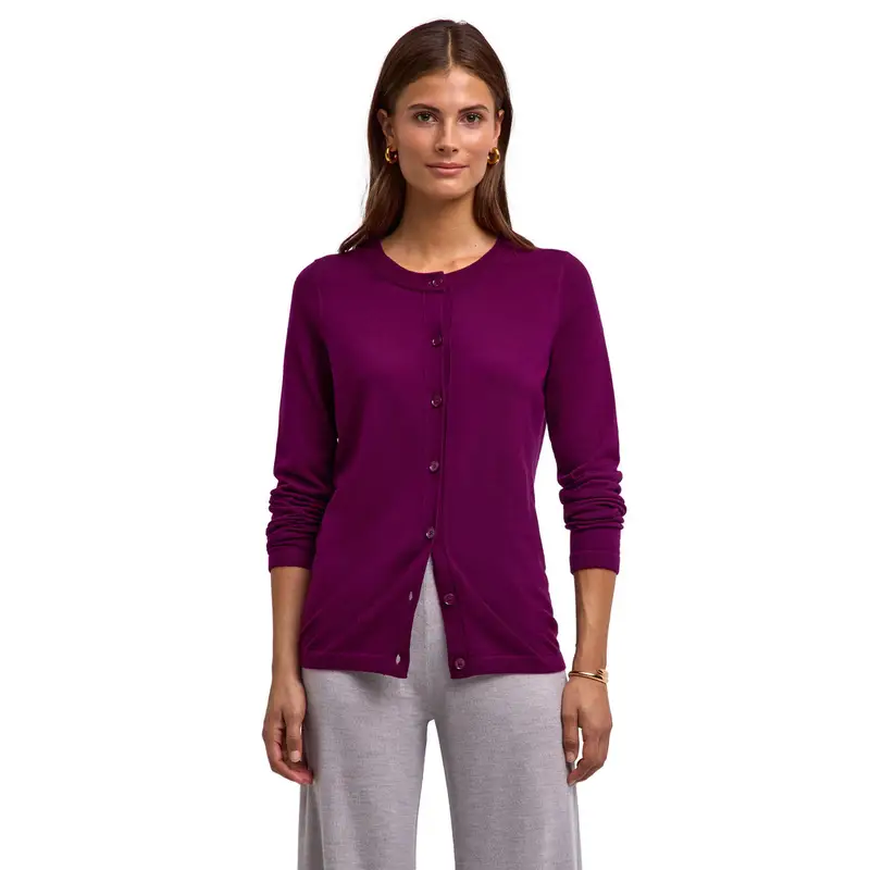 Pure Merino Wool Donna Cardigan Rosso
