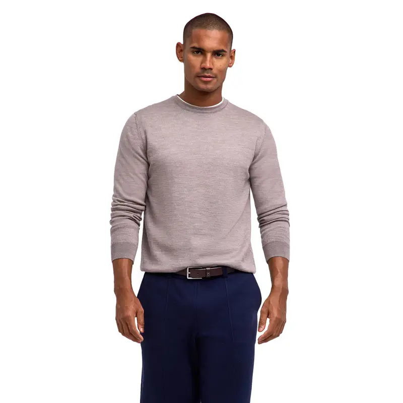 Pure Merino Wool Uomo Pullover Beige