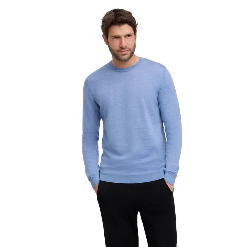 Pure Merino Wool Uomo Pullover Blu