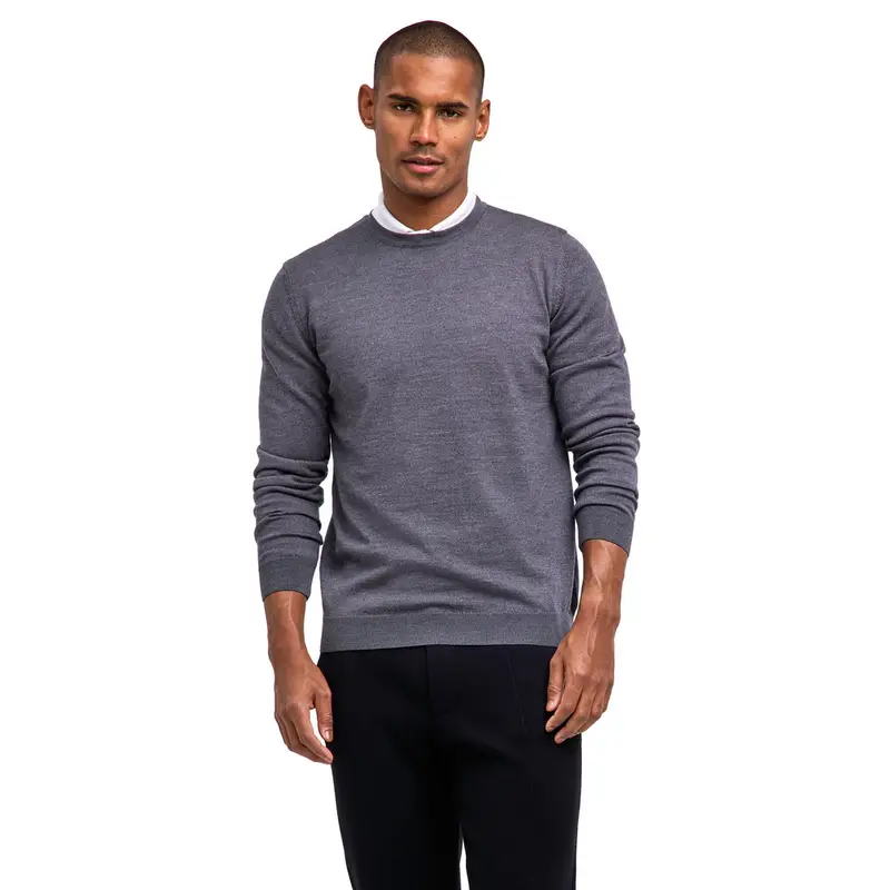 Pure Merino Wool Uomo Pullover Grigio