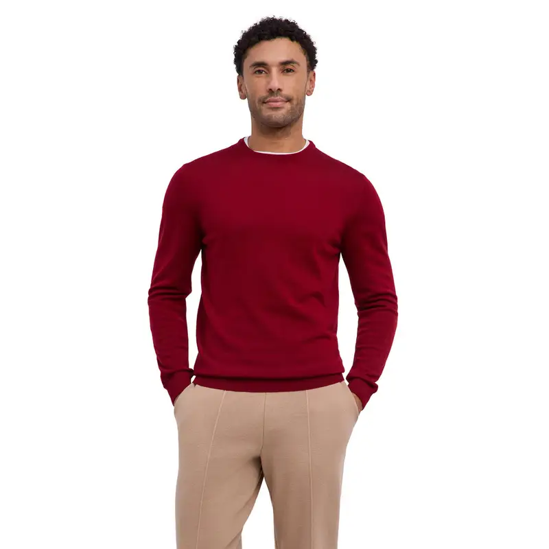 Pure Merino Wool Uomo Pullover Rosso