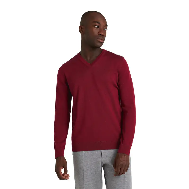 Pure Merino Wool Uomo Pullover Rosso