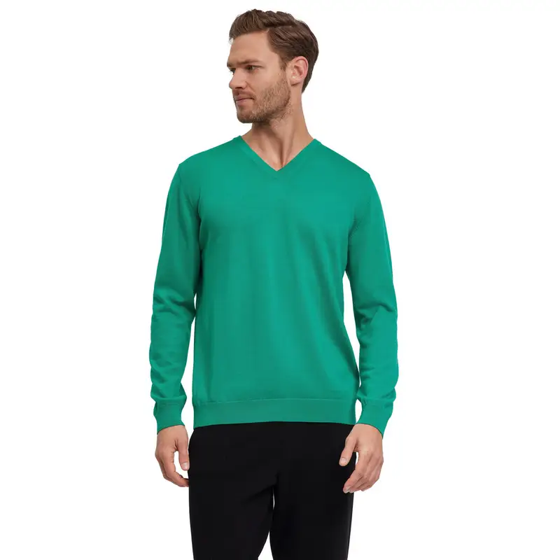 Pure Merino Wool Uomo Pullover Verde