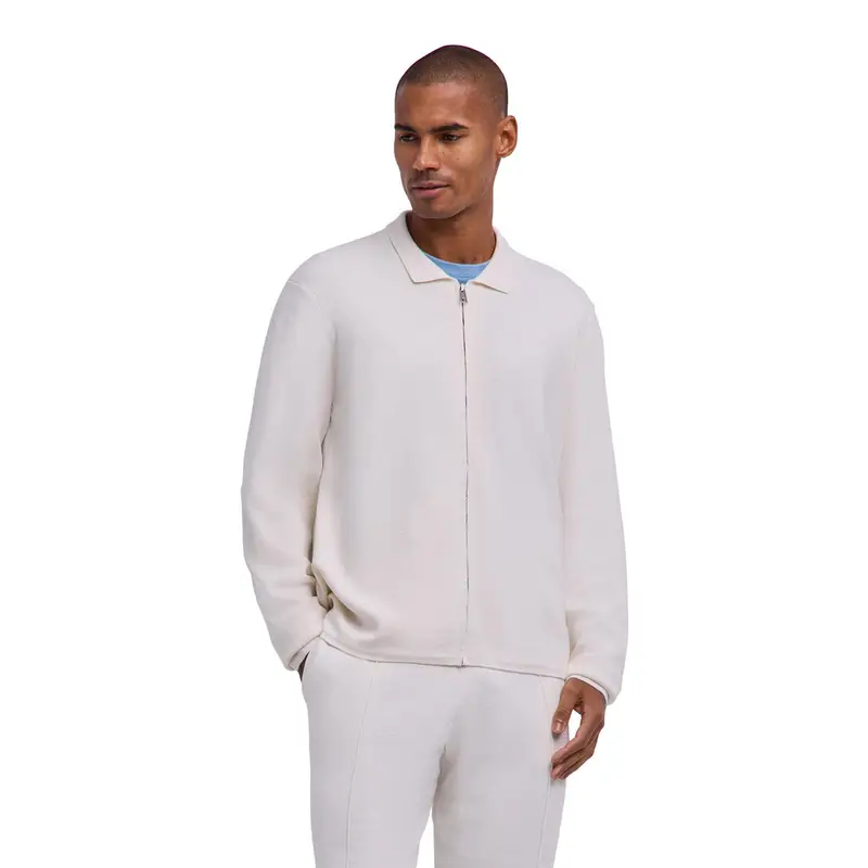 Silk Linen Uomo Giacca con zip Bianco