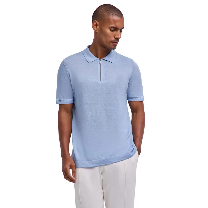Silk Linen Uomo Polo shirt Blu