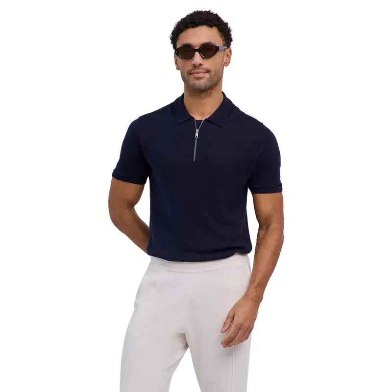 Silk Linen Uomo Polo shirt Blu