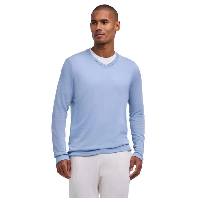 Silk Linen Uomo Pullover Blu