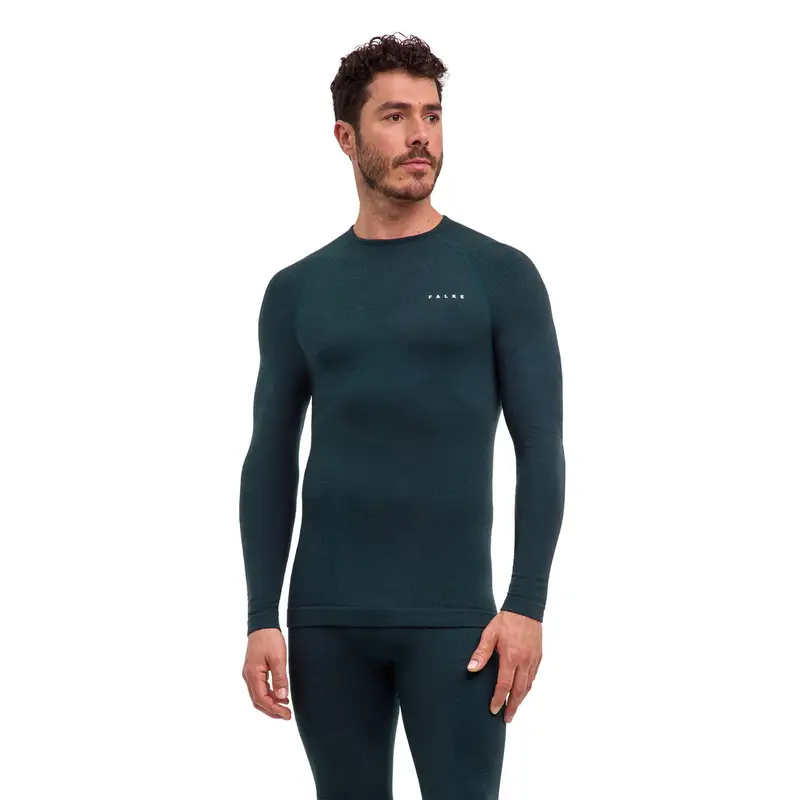 Thermozone Uomo Maglia a manica lunga Wool-Tech Verde