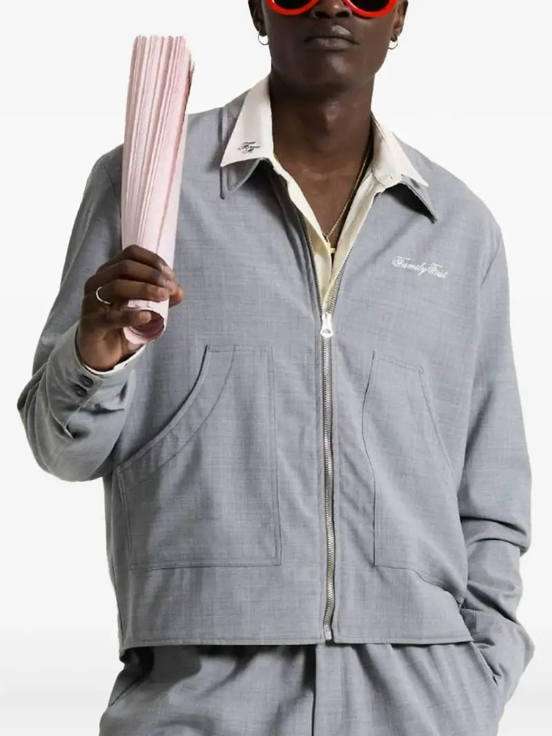 giubbino grigio logo ricamato petto miniatura 2