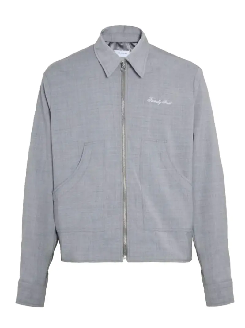 giubbino grigio logo ricamato petto