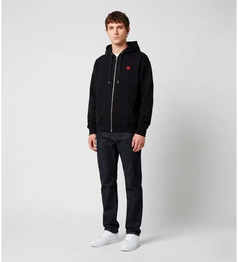 Family First Felpa con logo a cuore nero per uomo in cotone