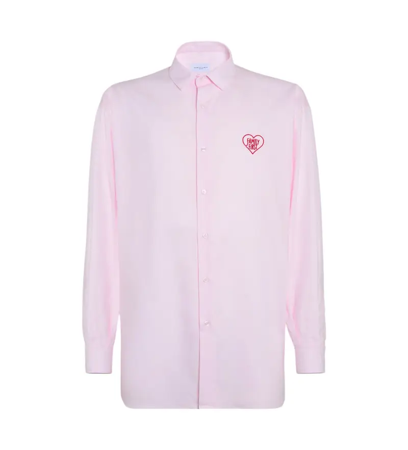 per uomo. SHS2501 Camicia Cuore Rosa (L), Casual, Cotone, Manica lunga