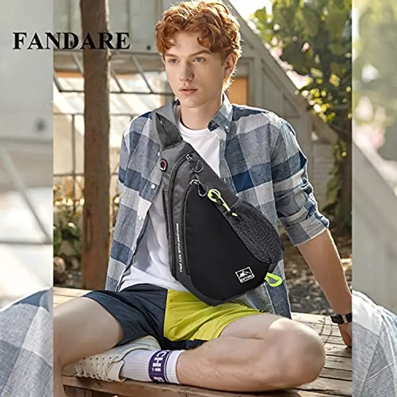 FANDARE Leggero Zaino Monospalla Sling Bag Borsa Uomo Donna a Tracolla Crossbody Backpack Durevole Poliestere Nero miniatura 2