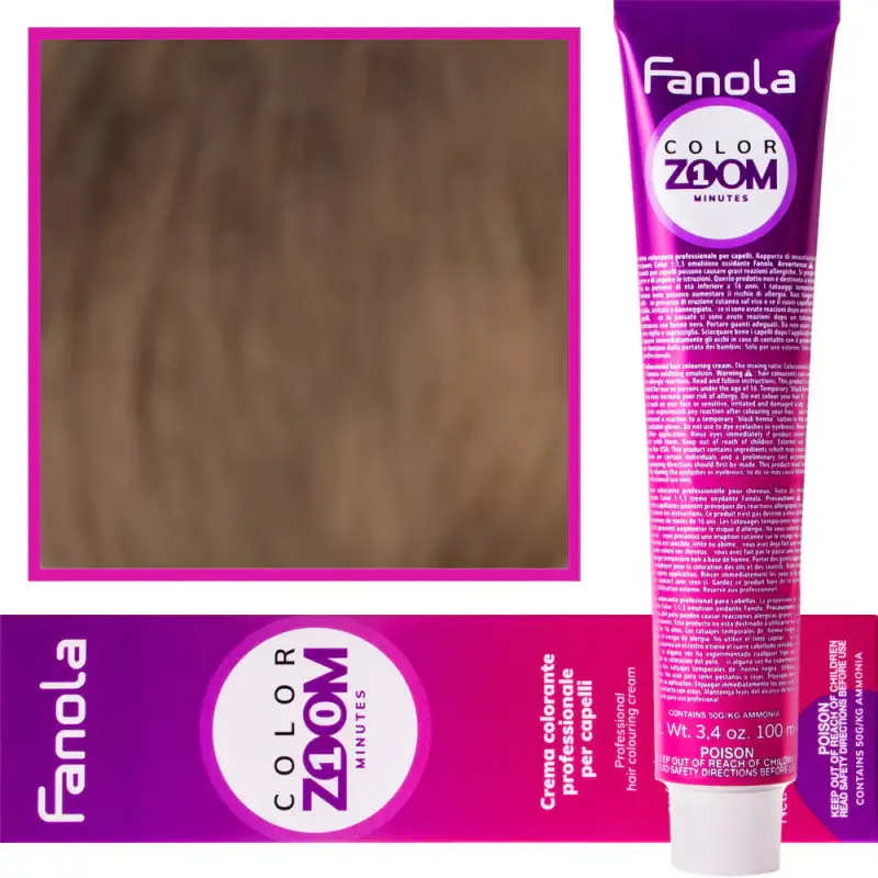 Tintura per capelli Fanola Color Zoom in crema, palette completa 100 ml, tonalità 7 0 Biondo