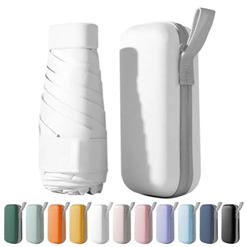 FANSEZQ Mini Ombrello da Viaggio, Ombrello Pieghevole Ultra Leggero e Portatile per Tasca - Ombrellino da Sole e