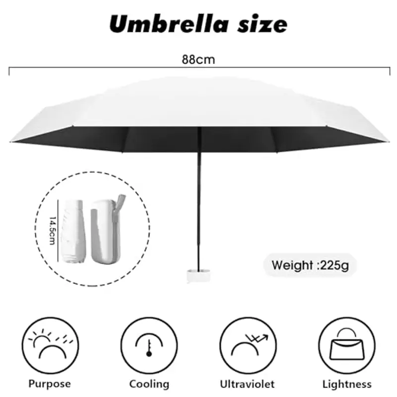 FANSEZQ Mini Ombrello da Viaggio, Ombrello Pieghevole Ultra Leggero e Portatile per Tasca - Ombrellino da Sole e miniatura 2