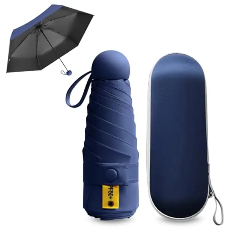 FANSEZQ Ombrello Portatile Antivento e UV, Ombrello da Viaggio Ultraleggero e Compatto, Impermeabile - per Escursioni,