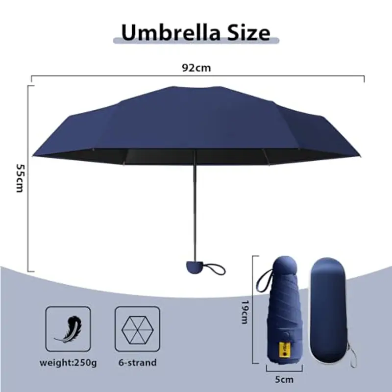 FANSEZQ Ombrello Portatile Antivento e UV, Ombrello da Viaggio Ultraleggero e Compatto, Impermeabile - per Escursioni miniatura 2