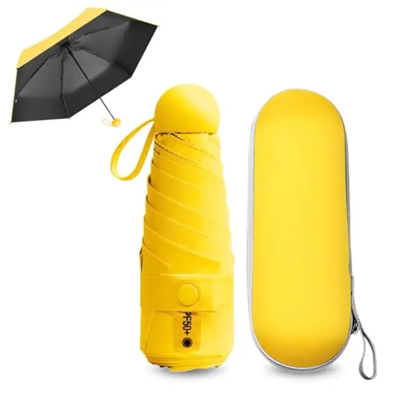 FANSEZQ Ombrello Portatile Antivento e UV, Ombrello da Viaggio Ultraleggero e Compatto, Impermeabile - per Escursioni,