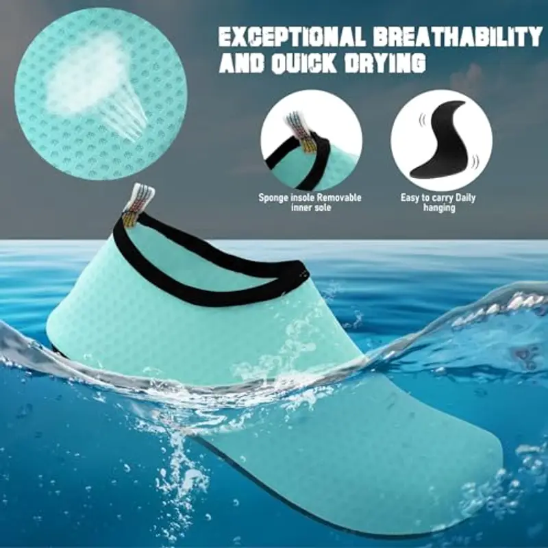 FANWINKJ Scarpe da Bagno, Scarpe da Yoga, Scarpe da Acqua Traspiranti e alla Moda per la Spiaggia, Sport, Surf e Nuoto, Uomini e Donne, Blu marino-36-37 miniatura 3