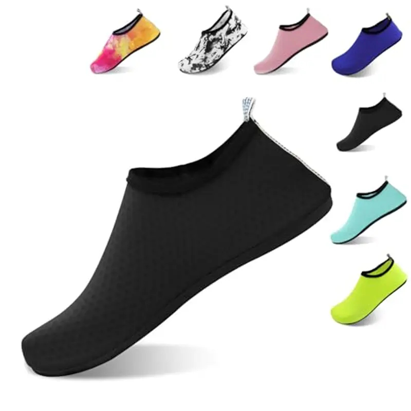 FANWINKJ Scarpe da Nuoto, Scarpe da Yoga, Scarpe da Acqua Traspiranti ed Eleganti per Spiaggia, Sport, Surf e Nuoto, Uomini e Donne, nero-38-39