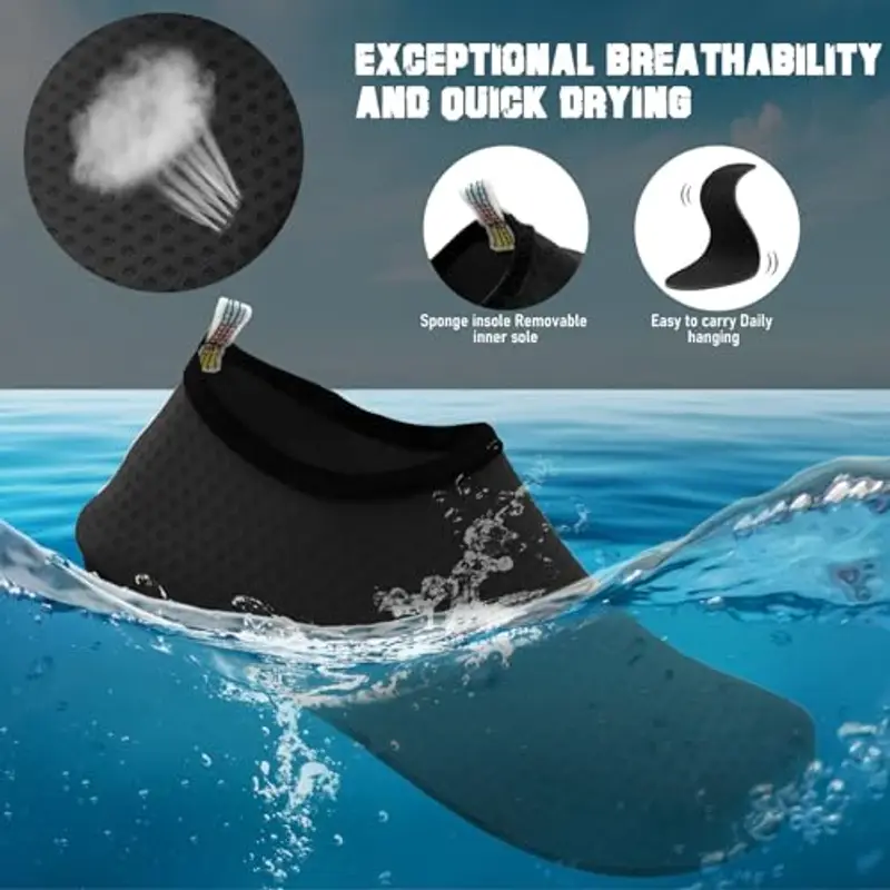 FANWINKJ Scarpe da Nuoto, Scarpe da Yoga, Scarpe da Acqua Traspiranti ed Eleganti per Spiaggia, Sport, Surf e Nuoto, Uomini e Donne, nero-38-39 miniatura 3