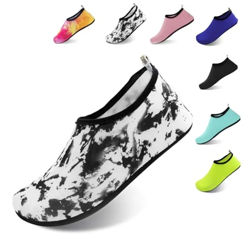 FANWINKJ Scarpe da Nuoto, Scarpe da Yoga, Scarpe da Acqua Traspiranti ed Eleganti per Spiaggia, Sport, Surf e Nuoto, Uomini e Donne, Tie-Dye Black-38-39