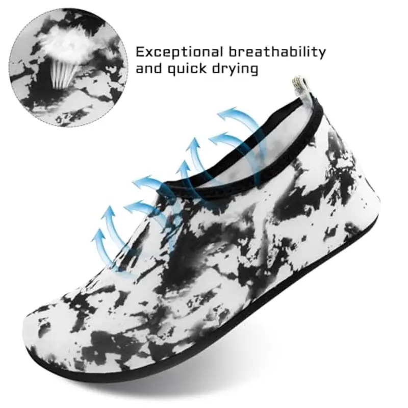 FANWINKJ Scarpe da Nuoto, Scarpe da Yoga, Scarpe da Acqua Traspiranti ed Eleganti per Spiaggia, Sport, Surf e Nuoto, Uomini e Donne, Tie-Dye Black-38-39 miniatura 3