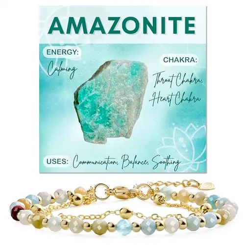 Farfume Amazzonite Bracciale Pietre Naturali per Donna Perle in Pietra Naturale da 4mm Gemme Lavorate a Mano Gioielli