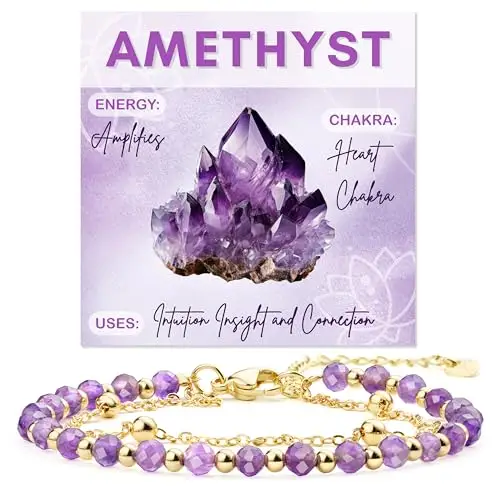 Farfume Ametista Bracciale Pietre Naturali per Donna Perle in Pietra Naturale da 4mm Gemme Lavorate a Mano Gioielli