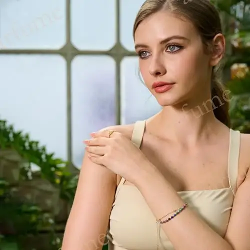 Farfume Chakra Bracciale Pietre Naturali per Donna Perle in Pietra Naturale da 4mm Gemme Lavorate a Mano Gioielli miniatura 3