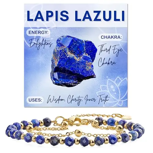 Farfume Lapislazzuli Bracciale Pietre Naturali per Donna Perle in Pietra Naturale da 4mm Gemme Lavorate a Mano Gioielli