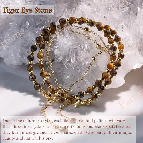 Farfume Occhio di Tigre Bracciale Pietre Naturali per Donna Perle in Pietra Naturale da 4mm Gemme Lavorate a Mano miniatura 3