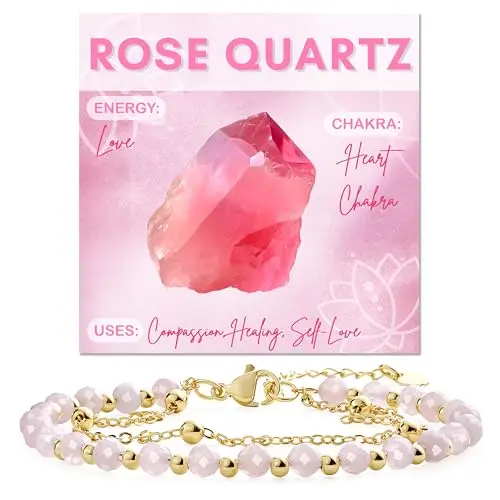 Farfume Quarzo Rosa Bracciale Pietre Naturali per Donna Perle in Pietra Naturale da 4mm Gemme Lavorate a Mano Gioielli