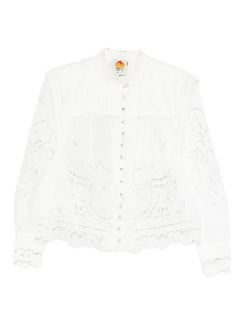 Blusa Con Ricami Floreali In Cotone Bianco