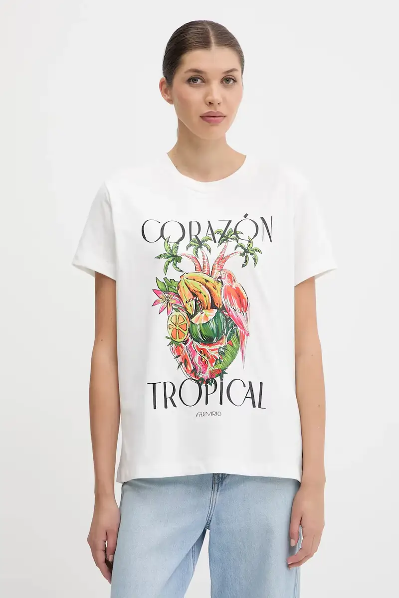 Farm Rio T-shirt Donna Bianco 3840567